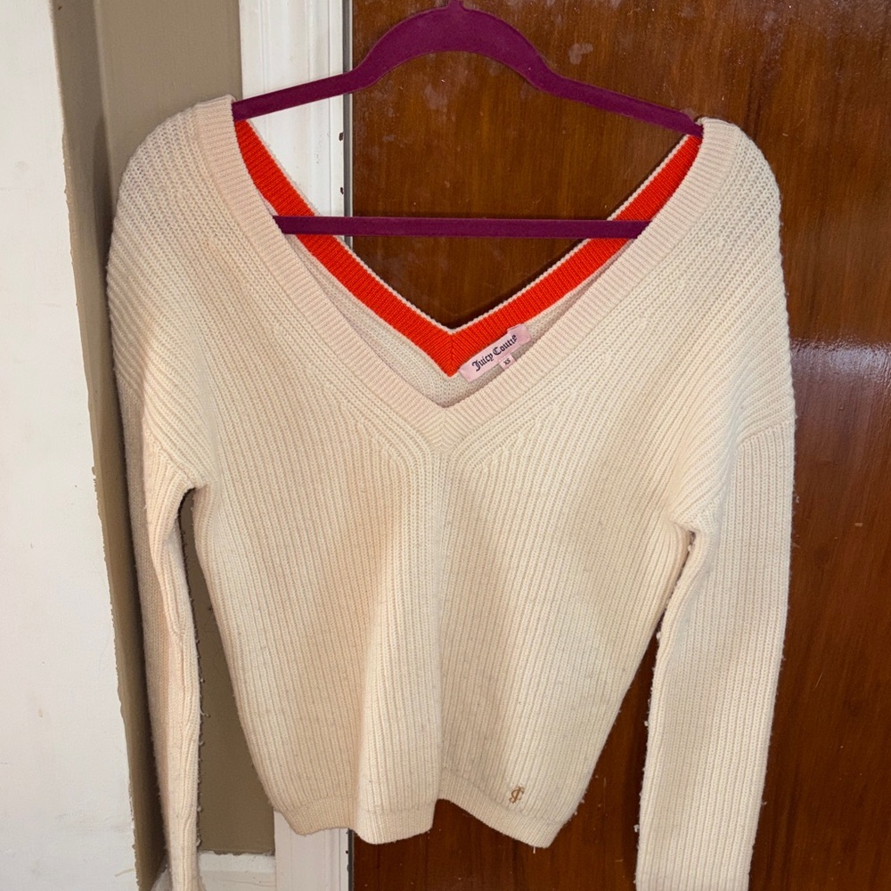 Juicy Couture Cream V-Neck Sweater